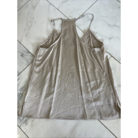 Current Air XS 100% Silk Lace Trim Camisole Champagne Color Elegant Classic Soft - Picture 8 of 8